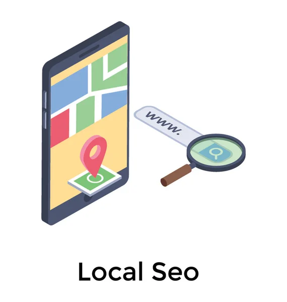 Seo Local Icono Isométrico — Vector de stock