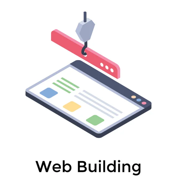 Icono Isométrico Del Edificio Web — Vector de stock