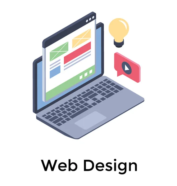 Icono Isométrico Del Diseño Web — Vector de stock