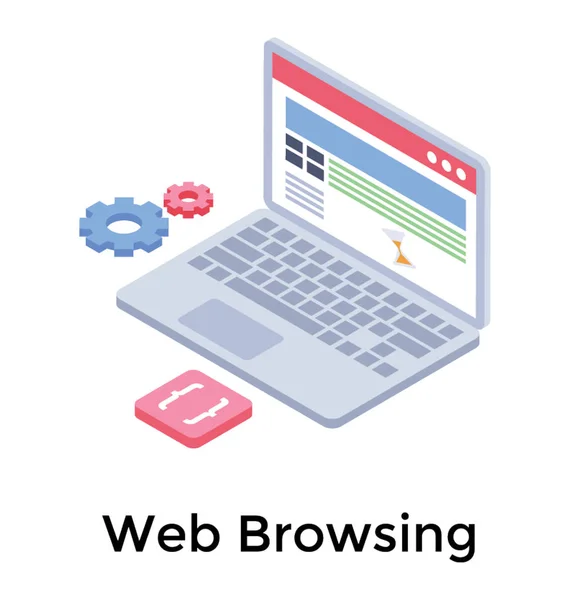 Isometric Icon Web Browsing — Stock Vector