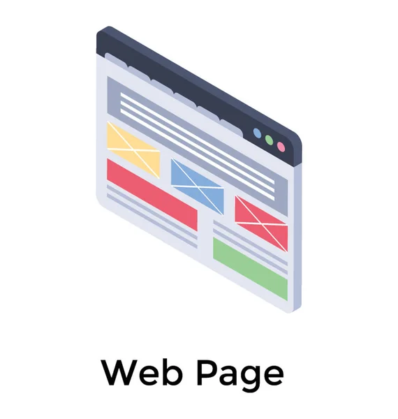 Изометрический Значок Веб Страницы — стоковый вектор