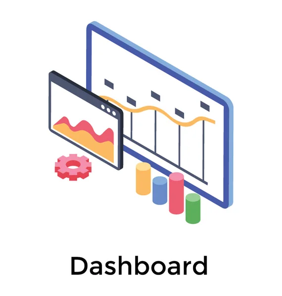 Isometric Icon Dashboard — Stock Vector
