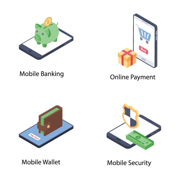 Mobil Bankacılık Simgeleri Paketi — Stok Vektör