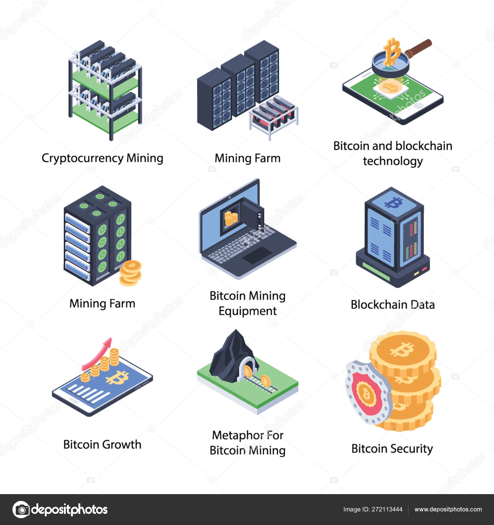 Iconos Criptomoneda Cadena Bloques Vector de stock #272113444 de  ©vectorsmarket