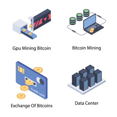 Bitcoin Madenciliği ve Cryptocurrency Simgeleri