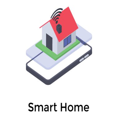İzometrik vektör akıllı ev simgesini 