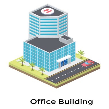 İzometrik tasarımda hastane bina vektörü 