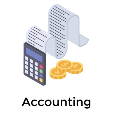 Muhasebe simgesi tasarımı, isometrik vektör 