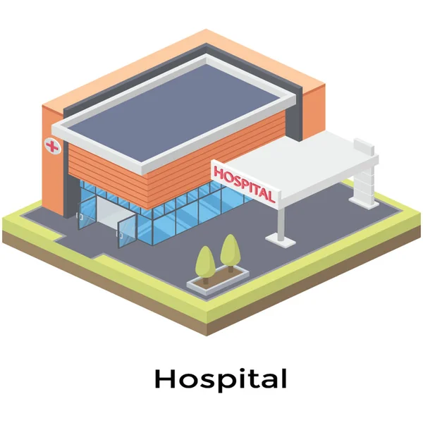 Hospital Vector Construcción Diseño Isométrico — Vector de stock
