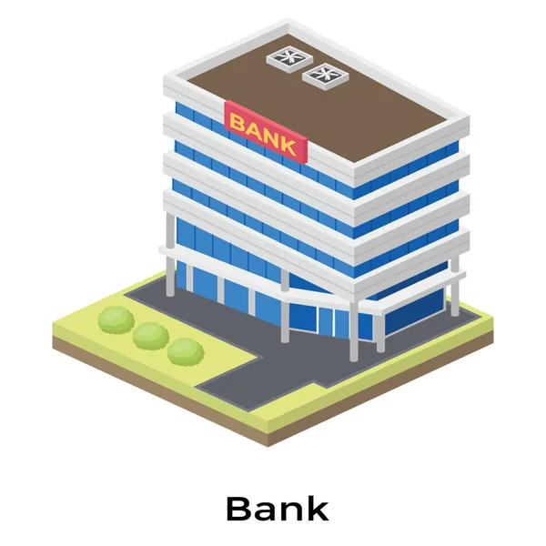 Bank Building Vektor Isometrischem Design — Stockvektor