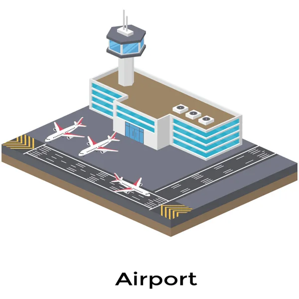 Vetor Terminal Aeroporto Projeto Isométrico —  Vetores de Stock