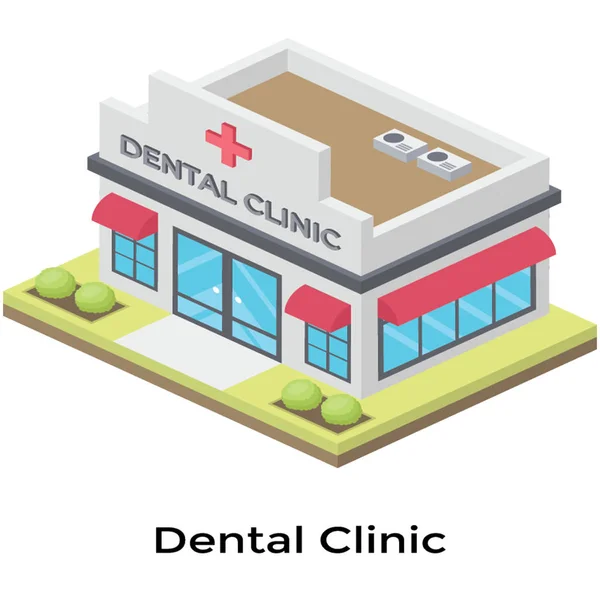 Edificio Clínica Dental Diseño Isométrico — Vector de stock