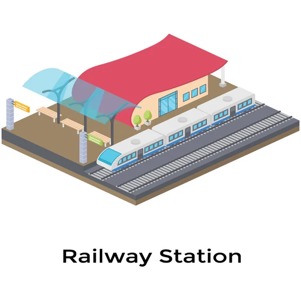 Transport Stacji Kolejowych Konstrukcji Izometrycznej — Wektor stockowy