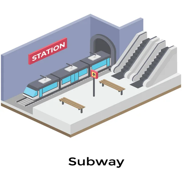 Isométrico Metro Tren Vector Diseño — Vector de stock