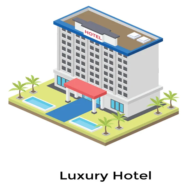 Isometric vector of luxury hotel architecture