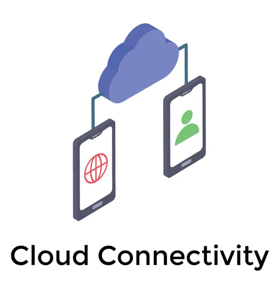 アイソメ設計のクラウド接続アイコン — ストックベクタ