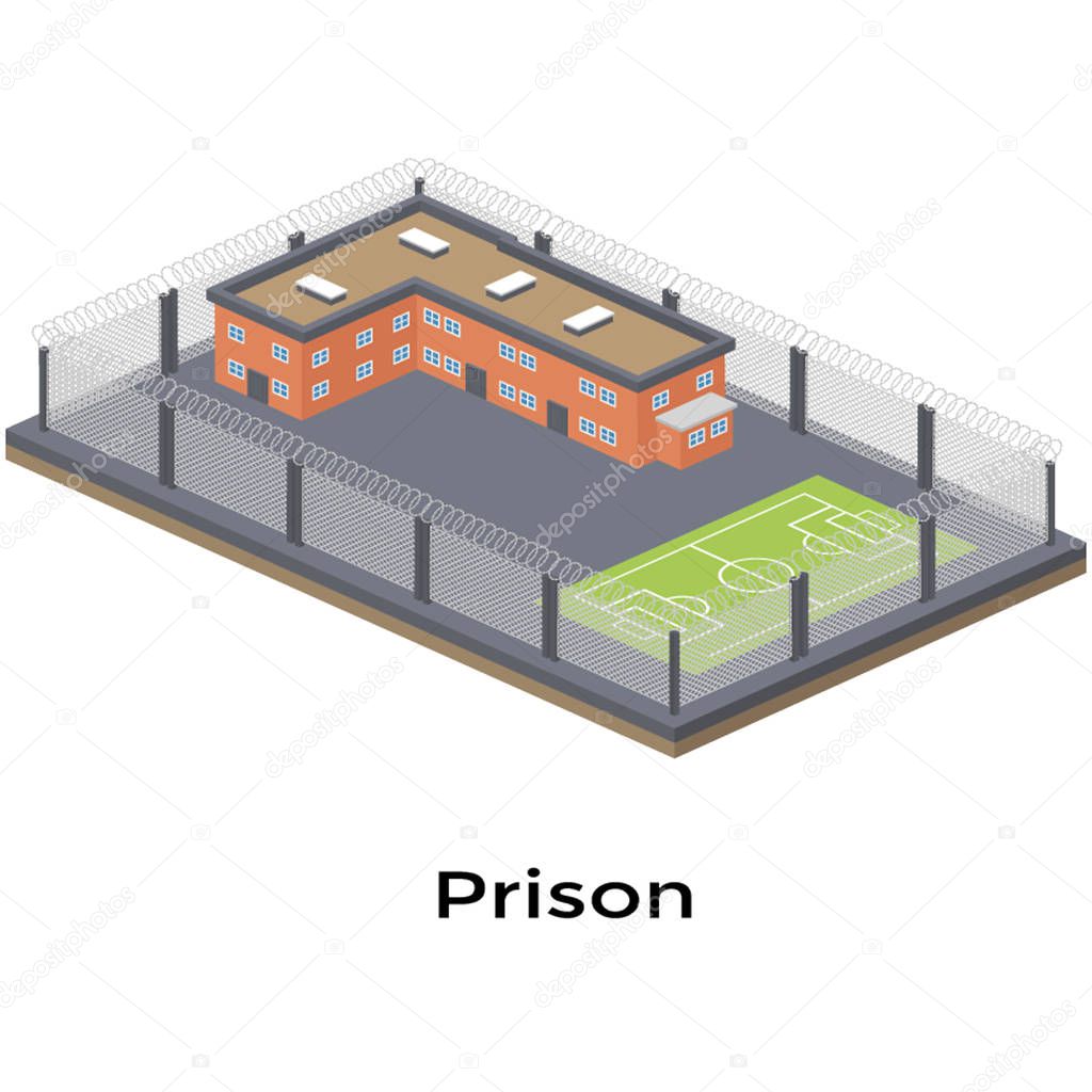 Criminal jail vector in isometric design 