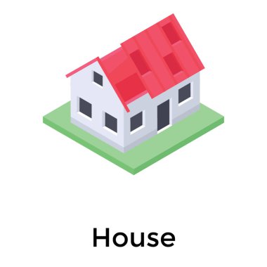 Isometrik tasarımda inşa edilmiş ev vektörü 