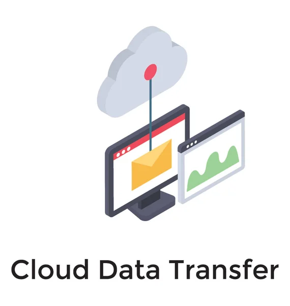 Cloud Data Transfer Isometric Design — Stock Vector
