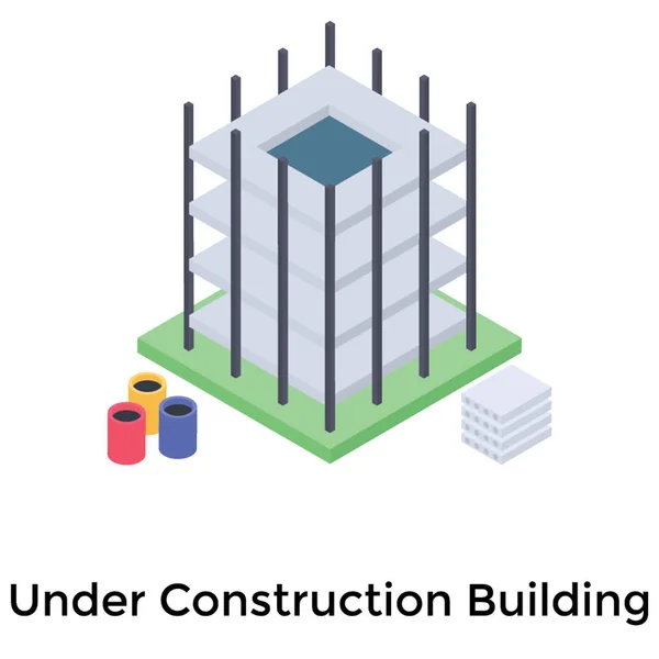 Construction Building Isometric Design — Stock Vector