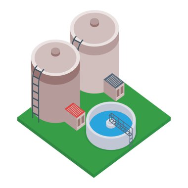 Fabrika binası isometrik simge tasarımı