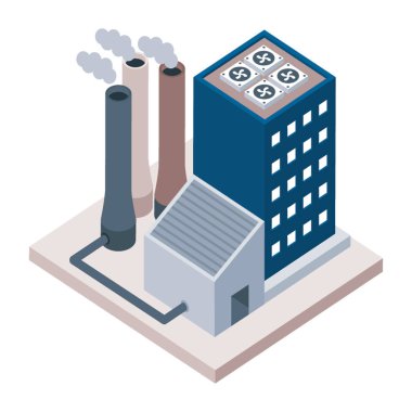 Fabrika binası isometrik simge tasarımı