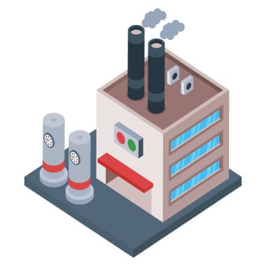 Fabrika binası isometrik simge tasarımı