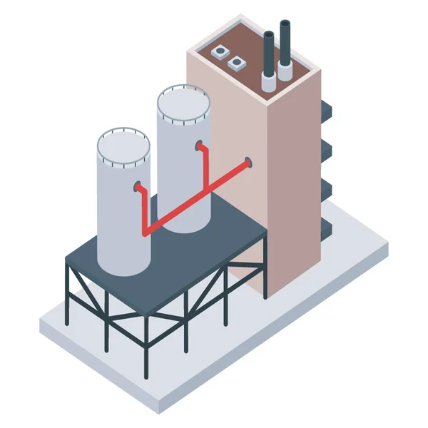 Olieraffinaderij Isometrische Vector — Stockvector