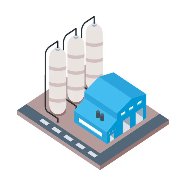 Oil Refinery Industry Isometric Vector — Stock Vector