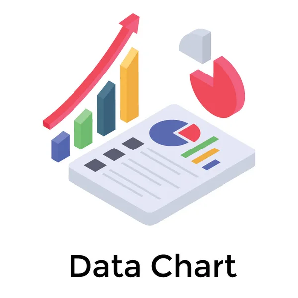 Icono Isométrico Del Informe Del Gráfico Datos — Vector de stock