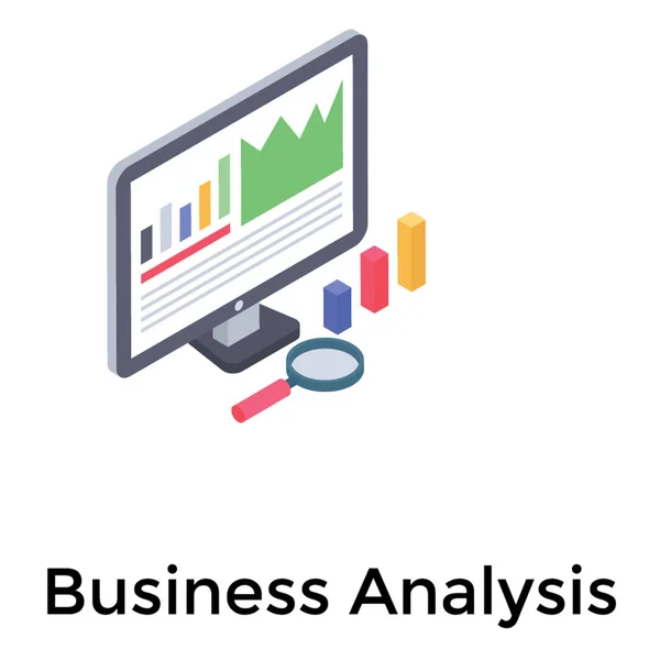 Ikona Analizy Biznesowej Wektorze Izometrycznym — Wektor stockowy