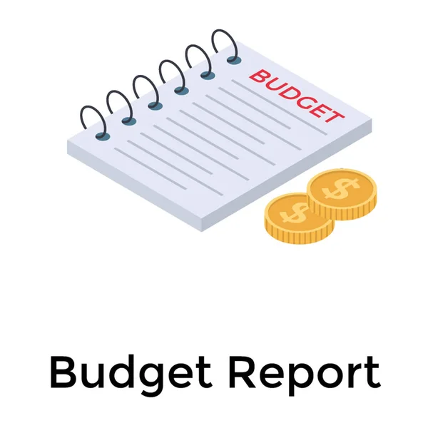 Ícone Isométrico Relatório Orçamento Financeiro —  Vetores de Stock