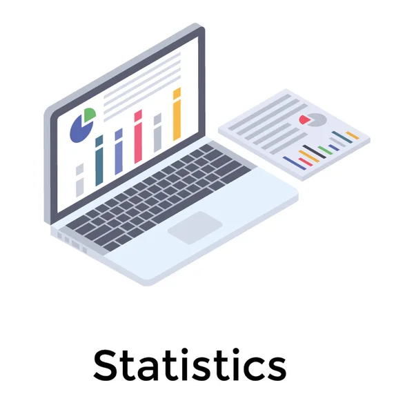 Icona Isometrica Delle Statistiche Online — Vettoriale Stock