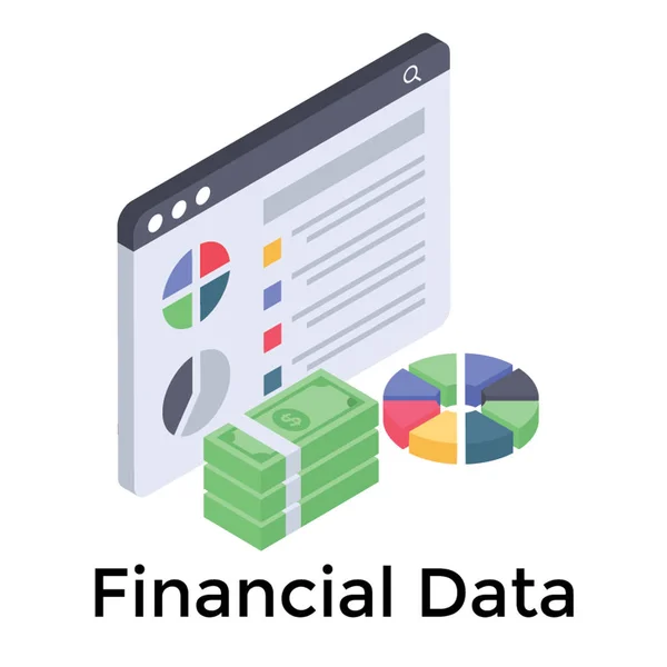 Grafico Finanza Online Nell Icona Isometrica — Vettoriale Stock