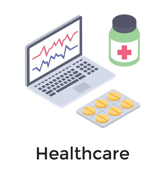 Medicamentos Línea Aislados Sobre Fondo Blanco — Vector de stock