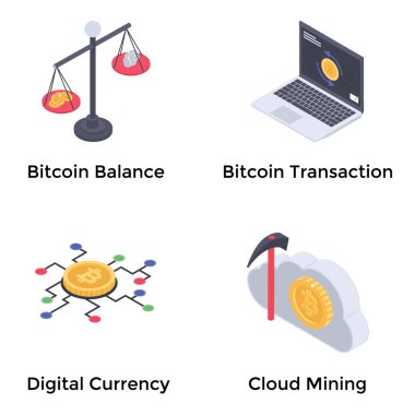 Kriptopara ve Bitcoin Biyometrik Vektörler Paketi 