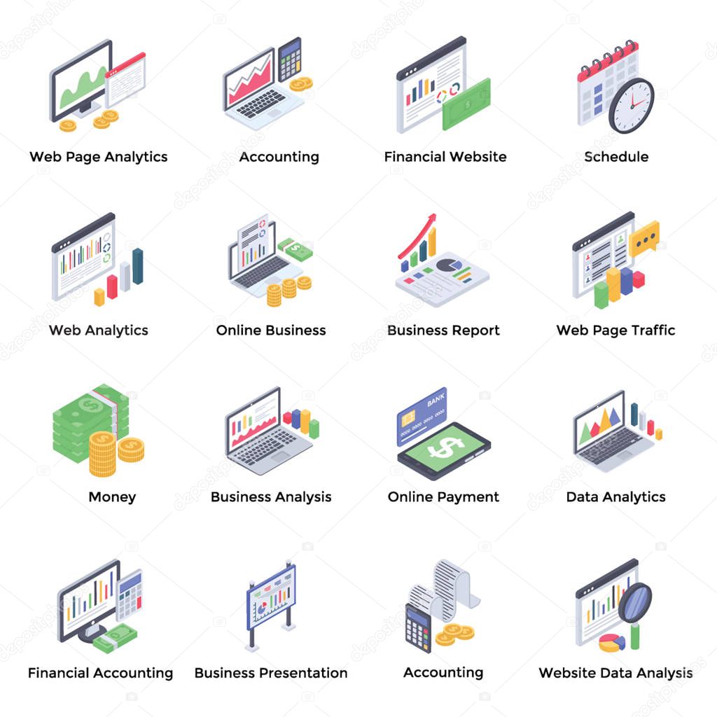 Business Isometric Icons Pack 
