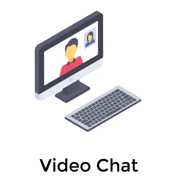 Εικονίδιο Βίντεο Συνομιλίας Ισομετρική Σχεδίαση — Διανυσματικό Αρχείο