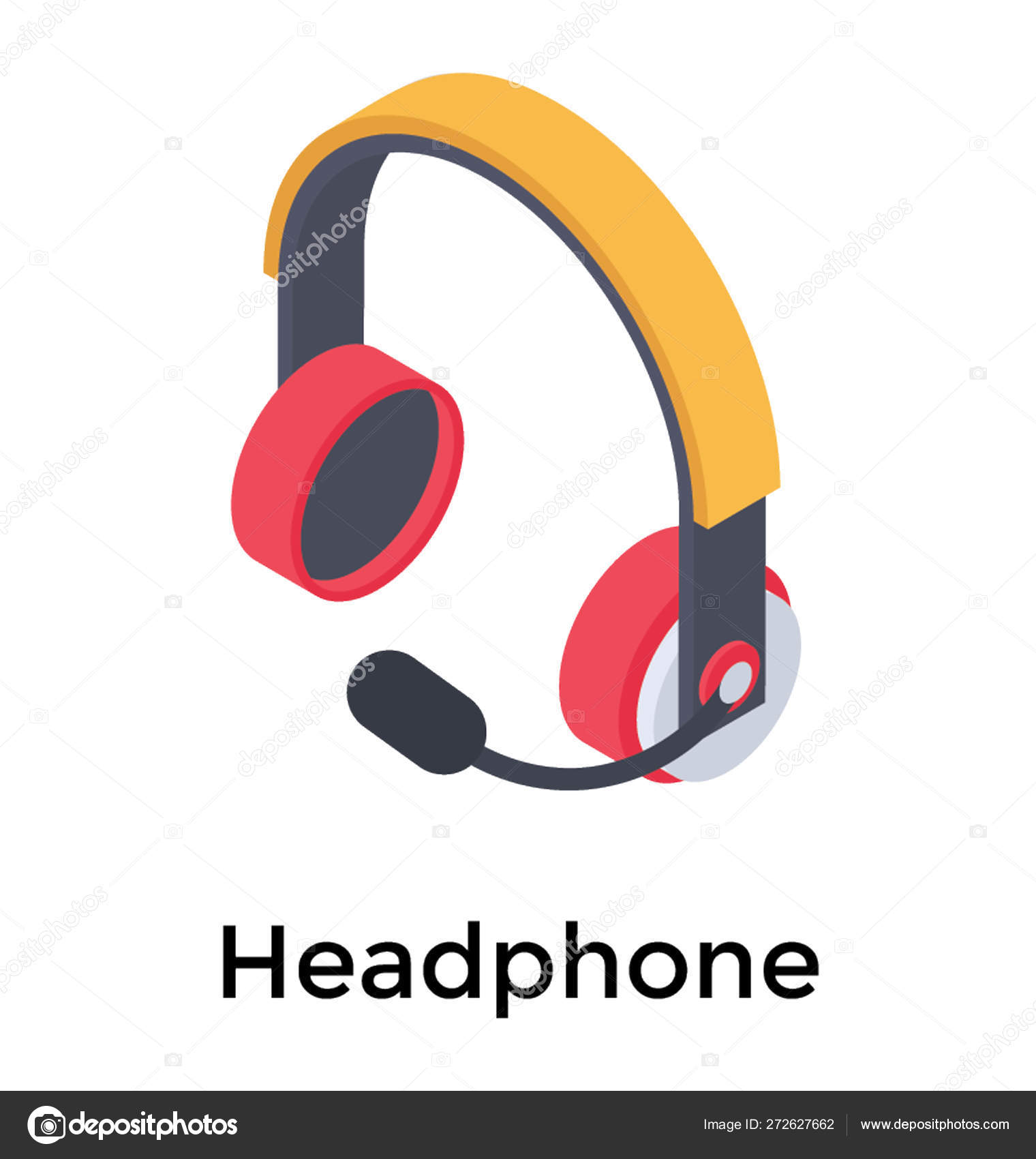 Headphone Mic Headset Icon Isometric Design Vector Image By C Vectorsmarket Vector Stock