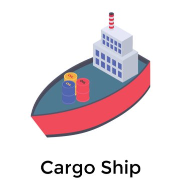 İzometrik vektörde kargo gemisi simgesi 