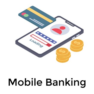 Beyaz arka planda yalıtılmış mobil bankacılık simgesi