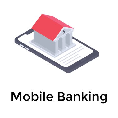 Beyaz arka planda yalıtılmış mobil bankacılık simgesi