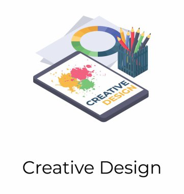 Grafik tasarım simgesi, isometrik vektör