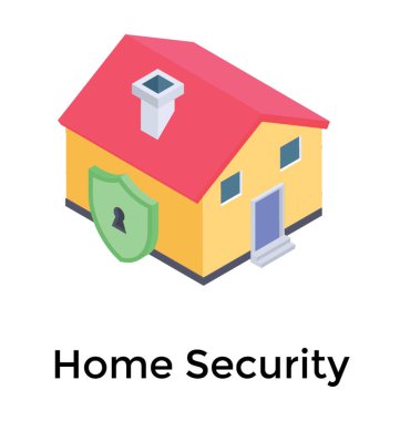 Ev güvenliği simgesi tasarımı, biyometrik vektör 