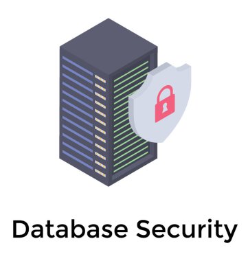 Sunucu güvenlik simgesi tasarımı, isometrik vektör 