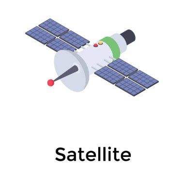 Isometrik vektörde iletişim uydu simgesi 