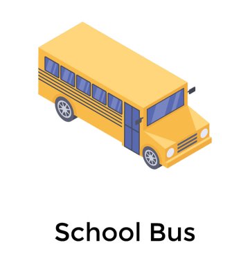 Öğrenci okul otobüsü isometrik vektör