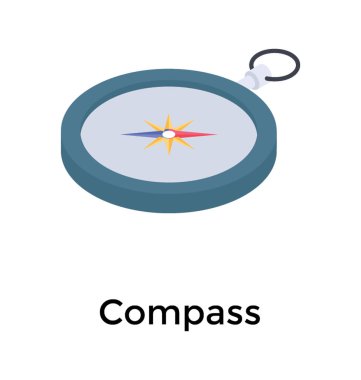 Navigasyon cihazı, isometrik tasarımda pusula simgesi  