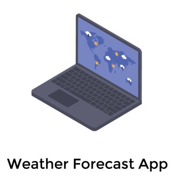 Çevrimiçi hava tahmini isometrik simge vektörü 