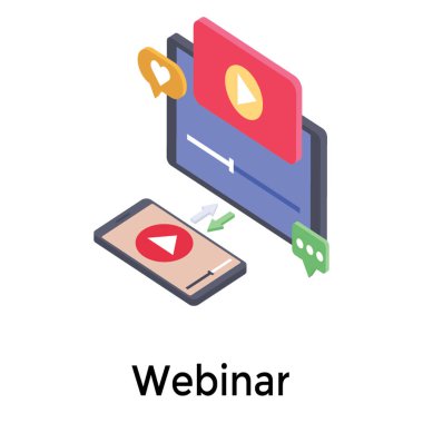 Çevrimiçi video akışının isometrik simgesi 